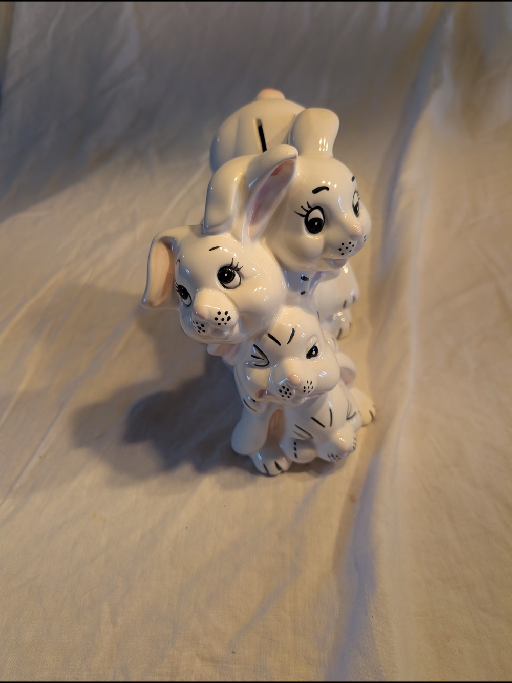 2/30$ White Ceramic Stacked Bunny Bank Decorative Home Accent - Picture 2 of 7